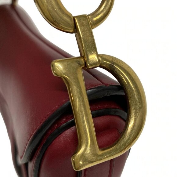 Auth DIOR/ChristianDior Saddle Bag Red Leather Handbag - Picture 7 of 16